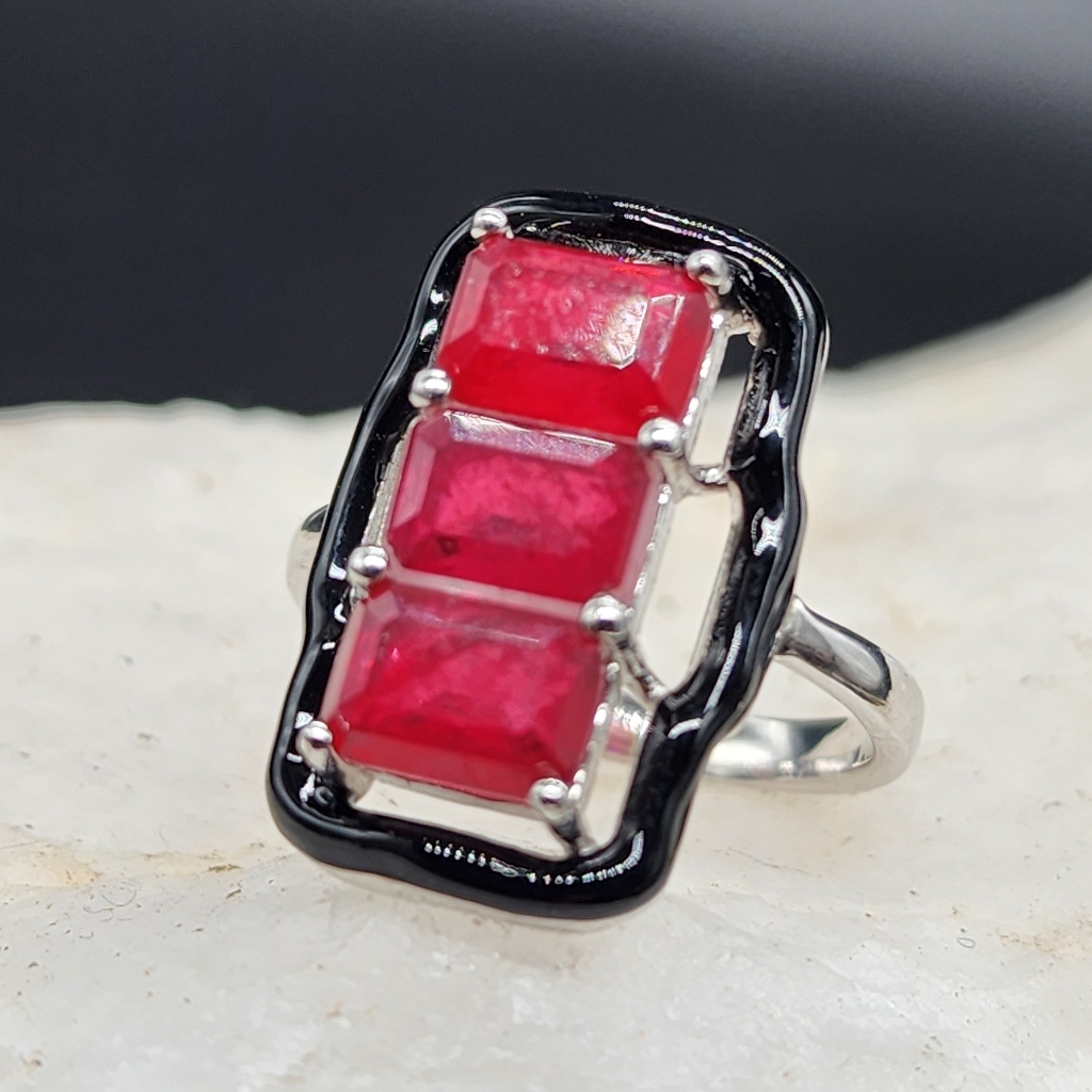 Solid Sterling 925 Silver Ring Pink Ruby Gemstone Unique Silversmith 180$